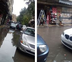 أمطار دمشق تغرق الشوارع في باب سريجة والعصرونية وتسبب ازدحاماً كبيراً (صور)