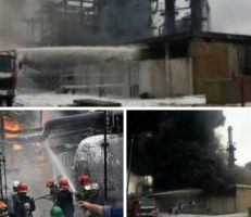 إخماد الحريق الذي اندلع بمصفاة حمص بشكل كامل (صور)