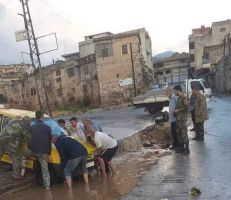 أضرار كبيرة بمشروع خطوط الصرف الصحي جراء السيول في مدينة مصياف بحماة