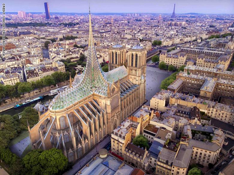 بتصميم مستقبلي و"أخضر".. هل هذا ما ستبدو عليه كاتدرائية نوتردام قريباً بباريس؟(صور)