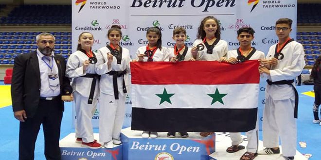 7 ميداليات وفضيتين و أربع برونزيات لسورية في بطولة بيروت للتايكوندو