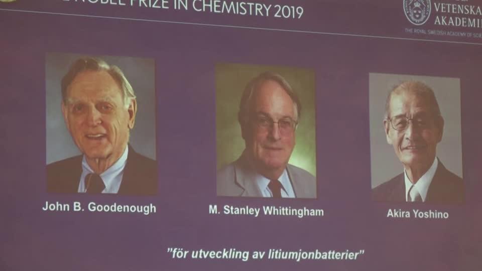 جائزة نوبل في الكيمياء تذهب لمطوري بطاريات الليثيوم