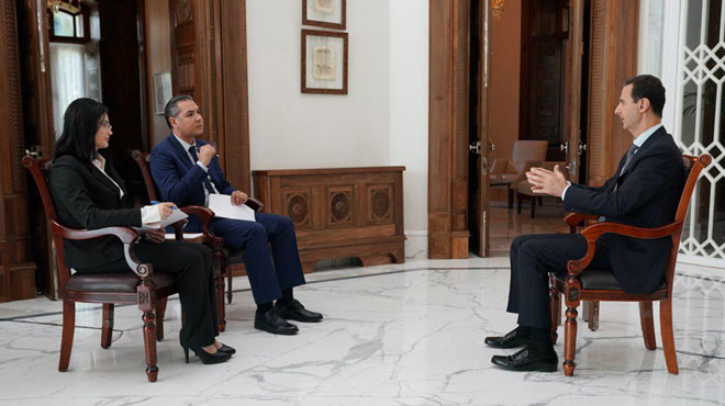 اللقاء الكامل للرئيس الأسد مع قناتي السورية والإخبارية (فيديو)
