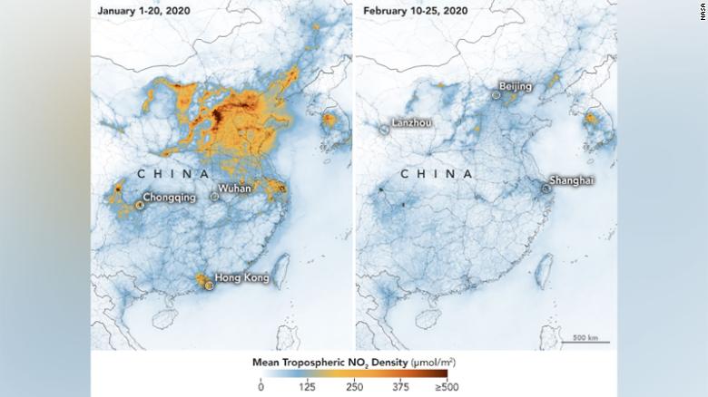 صور لوكالة ناسا تظهر تراجع التلوث في الصين بسبب التباطؤ الاقتصادي بعد تفشي كورونا