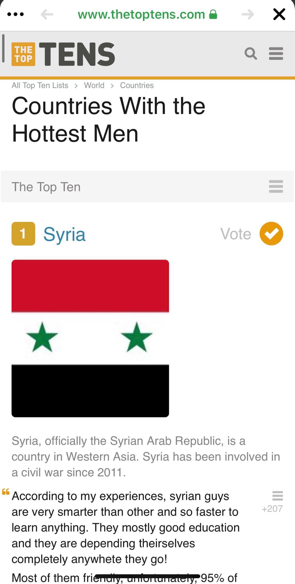 الرجل السوري هو الأكثر إثارة حول العالم بحسب موقع the top tens للإحصاء