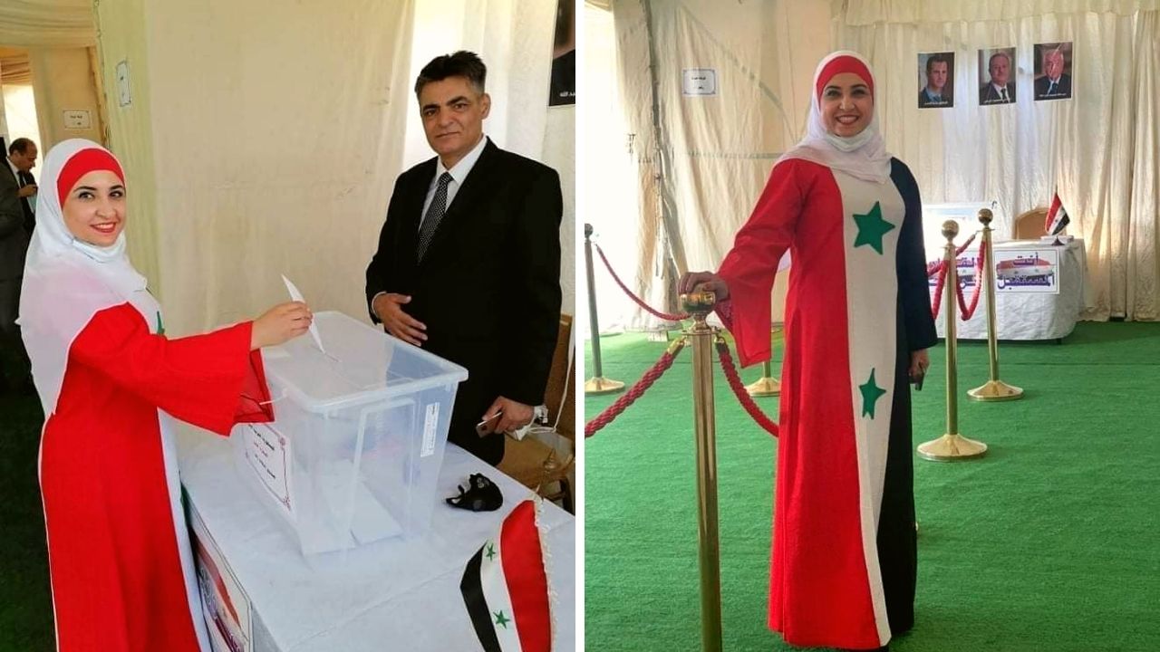 صور لسيدة ترتدي زي العلم السوري تنتخب في الأردن تشغل مواقع التواصل