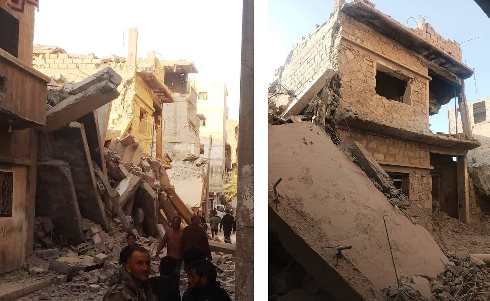 انهيار بناء من ستة طوابق في حي الجبيلة بمدينة ديرالزور