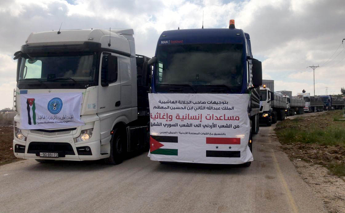 القائم بأعمال السفارة الأردنية: عشر شاحنات محملة بمساعدات أردنية إغاثية وطبية تصل سورية غداً