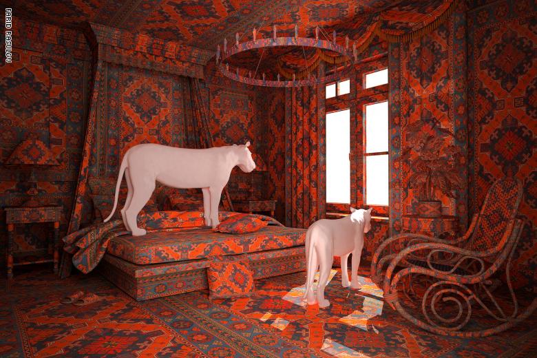 أذربيجاني يغطي غرفاً بأكملها بالسجاد