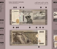 مصرف سورية المركزي يطرح فئة 5000 ليرة سورية للتداول .