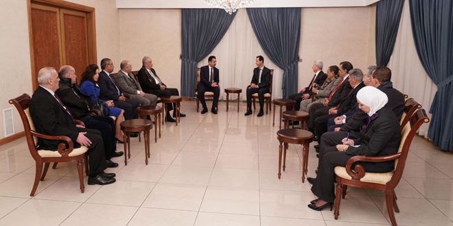 الرئيس الأسد لوفد من اتحاد المحامين العرب: أهمية دور المنظمات والاتحادات الشعبية في صون وتوعية المجتمعات العربية